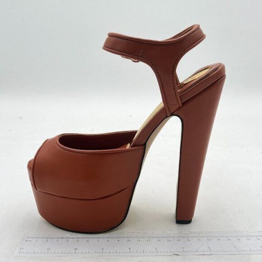 XYD Club Chunky High Heel Platform Sandals Peep Toe Slingback Shoes Wide Ankle S